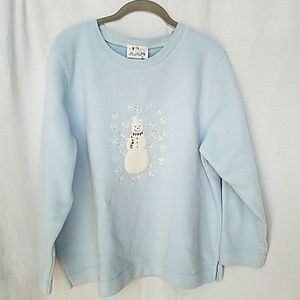 Quacker Factory Sz Large Fleece Snowman Top